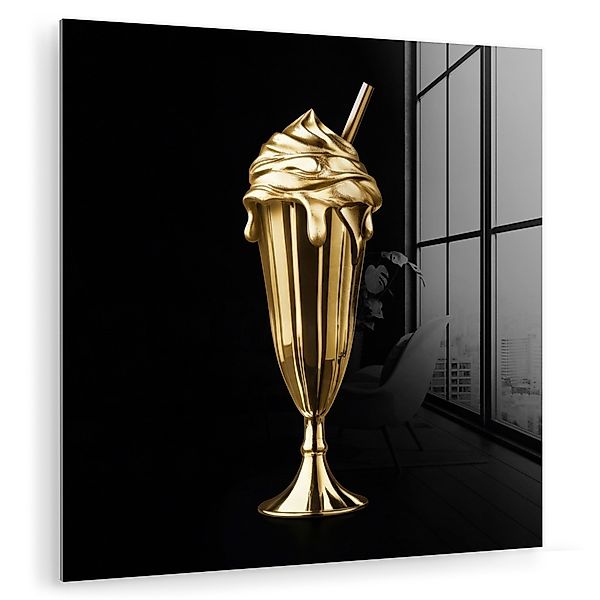 MuchoWow Acrylglasbild Milchshake - Gold - günstig online kaufen