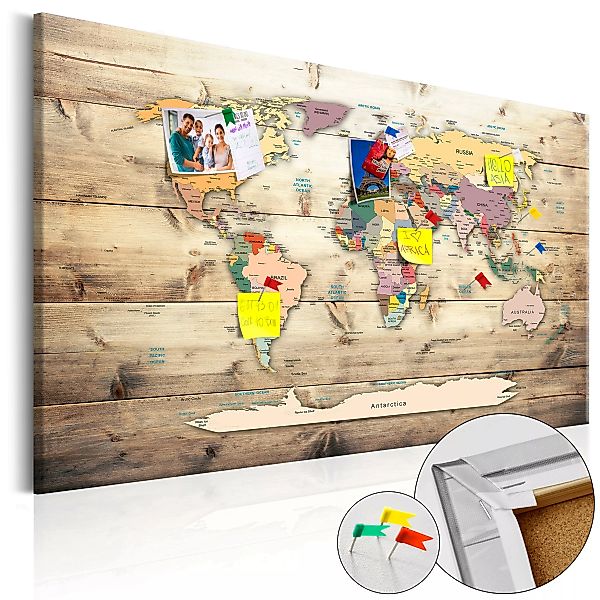 Korkbild - World Map: Wooden Oceans [cork Map] günstig online kaufen