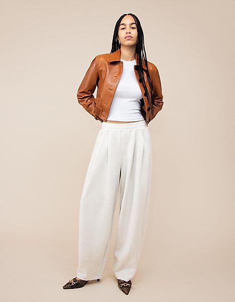 Bershka Weite Maxi-Hose Aus Plüsch Damen S Grau günstig online kaufen