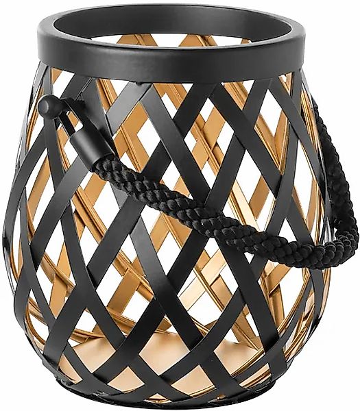 Fink Kerzenlaterne »OTIS« Windlicht, schwarz pulverbeschichtet, innen goldf günstig online kaufen