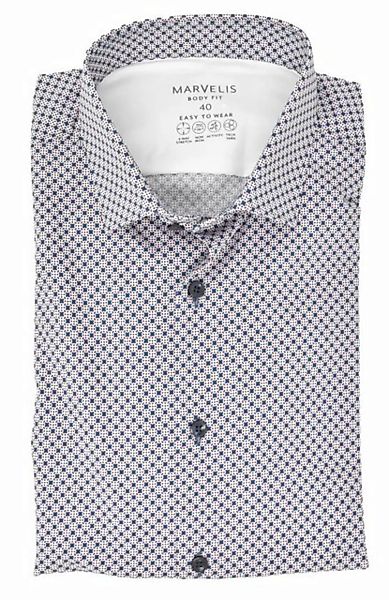 MARVELIS Businesshemd Easy To Wear Hemd - Body Fit - Langarm - Muster - Bla günstig online kaufen