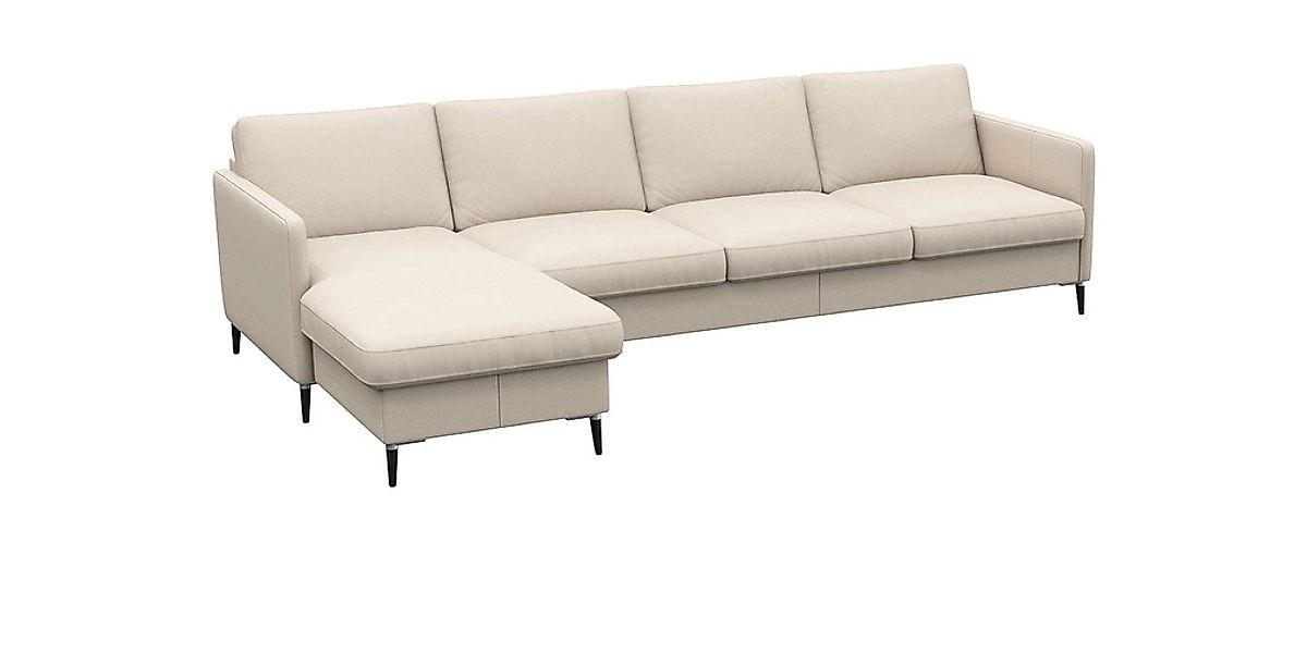 FLEXLUX Ecksofa »Fiore, L-Form«, schmale Armlehnen, Kaltschaum, Füße Alu+sc günstig online kaufen