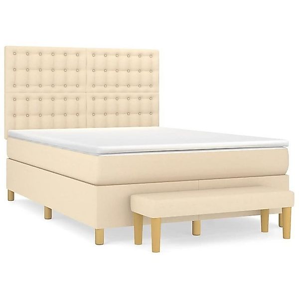 vidaXL Boxspringbett Boxspringbett mit Matratze Creme 140x190 cm Stoff Bett günstig online kaufen