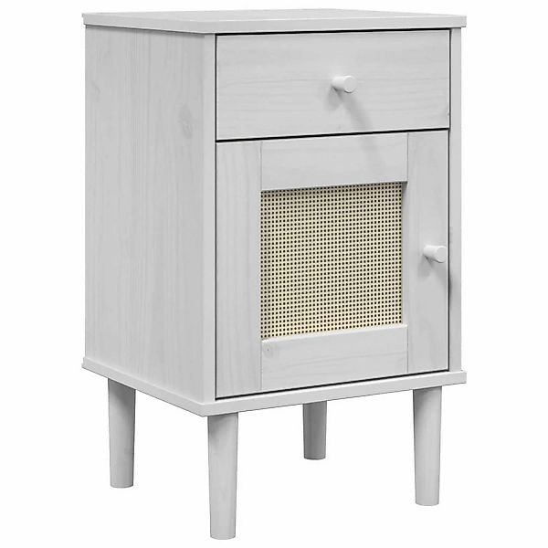 vidaXL Nachttisch SENJA Rattan-Look Weiß 40x35x65 cm Massivholz Kiefer günstig online kaufen