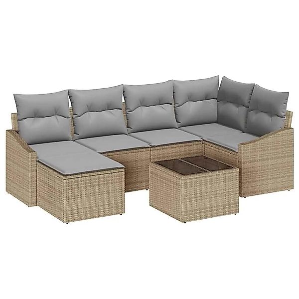 vidaXL Garten Essgruppe mit Kissen 7-Tlg Beige und Hellgrau 3355469 günstig online kaufen