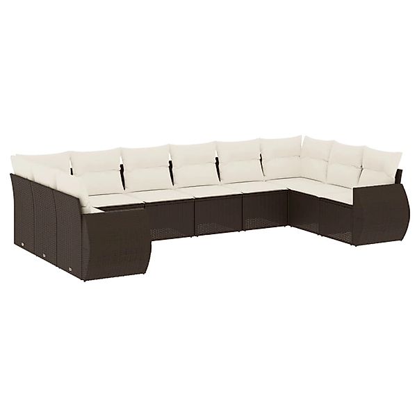 vidaXL 10-Tlg Garten-Sofagarnitur mit Kissen Braun Poly Rattan 3254210 günstig online kaufen