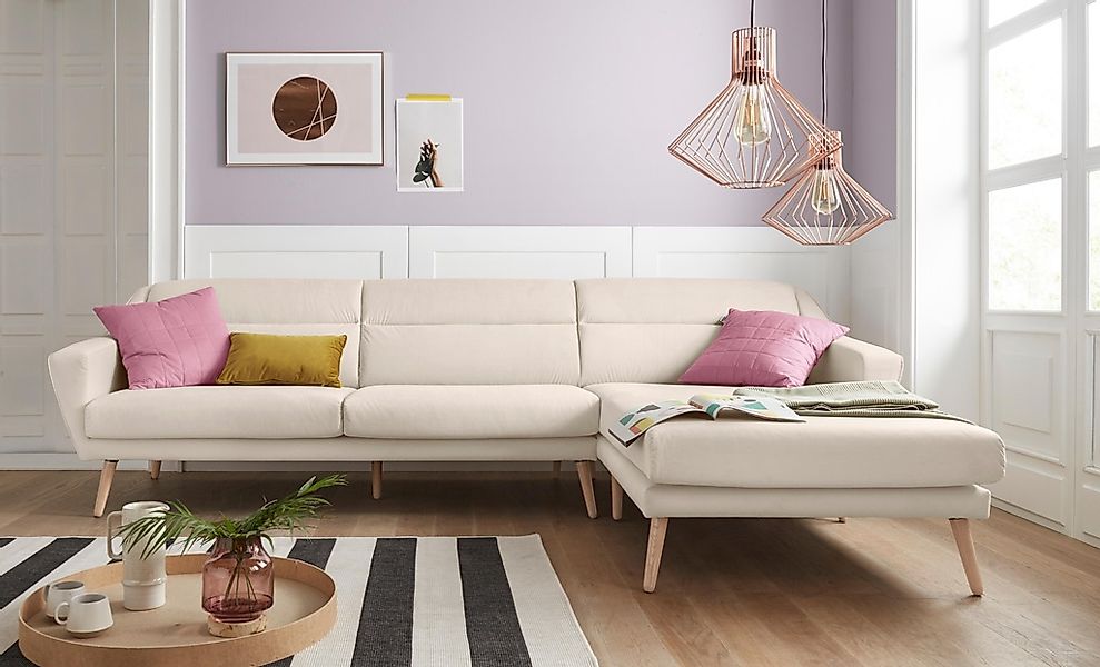 OTTO home Ecksofa "Bille L-Form" mit Naht im Rückenkissen und Beinen aus Ei günstig online kaufen