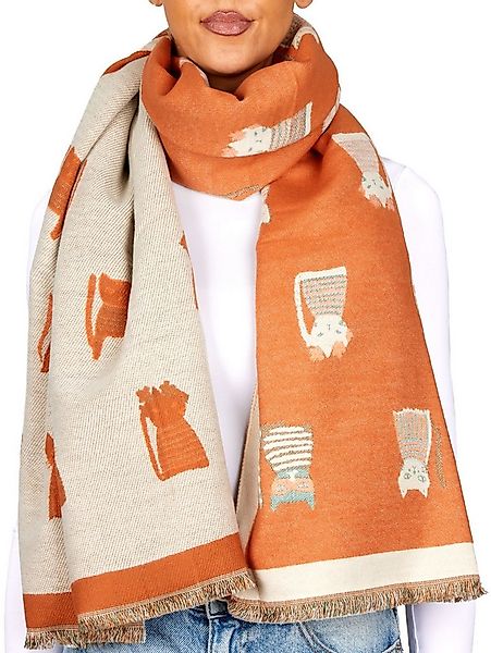 BRUBAKER Schal Cashmirillo Damen Schal mit Katzen Muster - 70 x 200 cm, (He günstig online kaufen