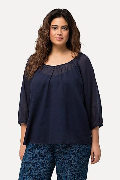 Ulla Popken Tunika Bluse floraler Druck V-Ausschnitt 3/4-Arm günstig online kaufen