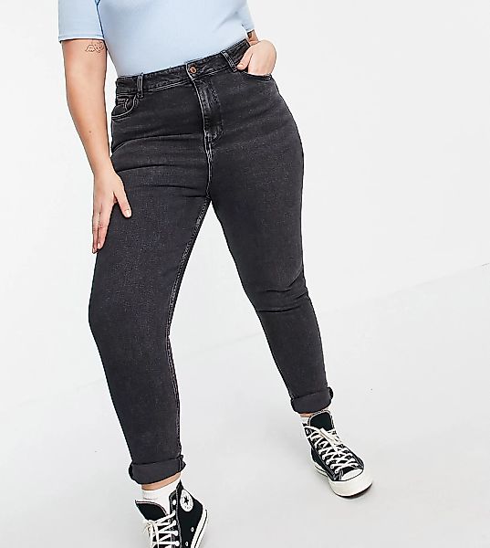 New Look Curve – Mom-Jeans in Schwarz günstig online kaufen