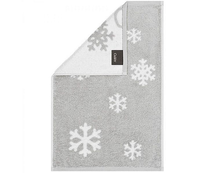Cawö Badetücher Gäste Handtuch Winter Edition Schneekristalle Platin Weiß ( günstig online kaufen