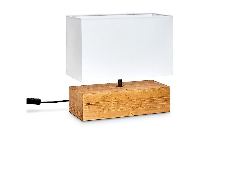 hofstein Tischleuchte Boho Lese Lampe Holz/Stoff weiß Wohn Schlaf Raum Bele günstig online kaufen