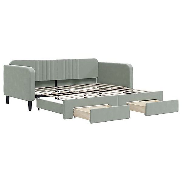 vidaXL Bett, Tagesbett Ausziehbar mit Schubladen Hellgrau 90x190 cm Samt günstig online kaufen