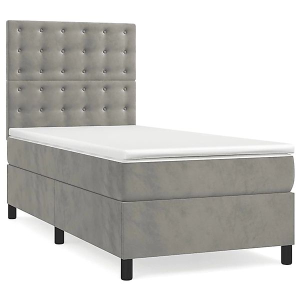 vidaXL Boxspringbett mit Matratze & LED Hellgrau 90x200 cm Samt 3136341 günstig online kaufen