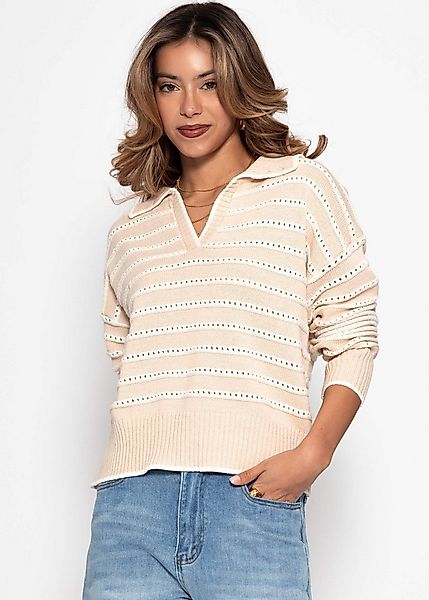 SASSYCLASSY Strickpullover Feinstrickpullover mit Polokragen für Damen Pull günstig online kaufen