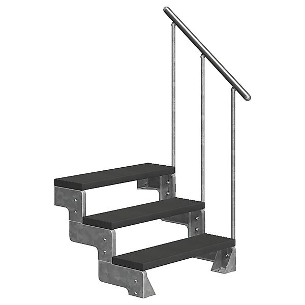Dolle Außentreppe Gardentop 3 TRIMAX-Stufen 100 cm Anthrazit + Alu-Geländer günstig online kaufen
