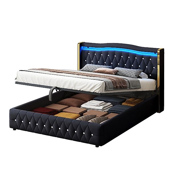 OKWISH Polsterbett Funktionsbett,Doppelbett,mit hellen Streifen für günstig online kaufen