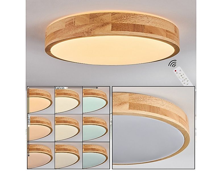 hofstein Deckenleuchte dimbare Deckenlampe aus Metall/Holz/Kunststoff in We günstig online kaufen