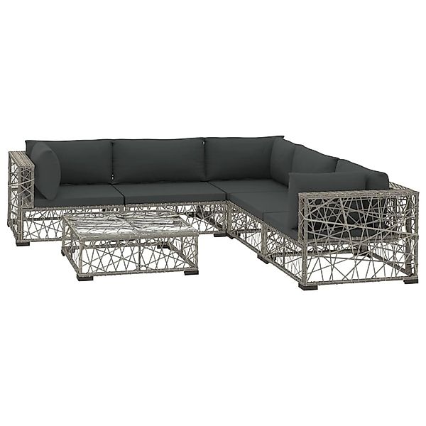 vidaXL 10-Tlg Garten-Lounge-Set mit Kissen Poly Rattan Grau 48305 günstig online kaufen