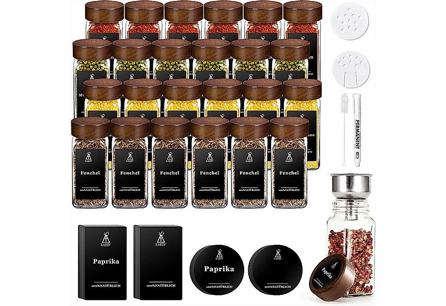 KingLux Gewürzbehälter 24Stk.120ml Gewürzdosen Eckig -Set aus Glas,Kappen a günstig online kaufen