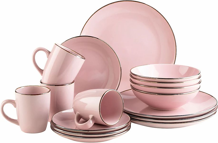 MÄSER Kombiservice "METALLIC RIM, Geschirr-Set, Steinzeug" günstig online kaufen