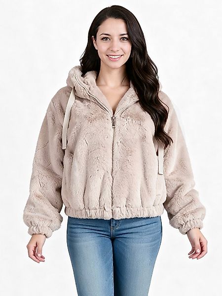 PEKIVESSA Fellimitatjacke Gefütterte Kapuzenjacke aus Kunstfell kuschelweic günstig online kaufen