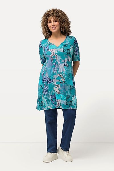 Ulla Popken Longshirt T-Shirt Patchdruck A-Linie günstig online kaufen