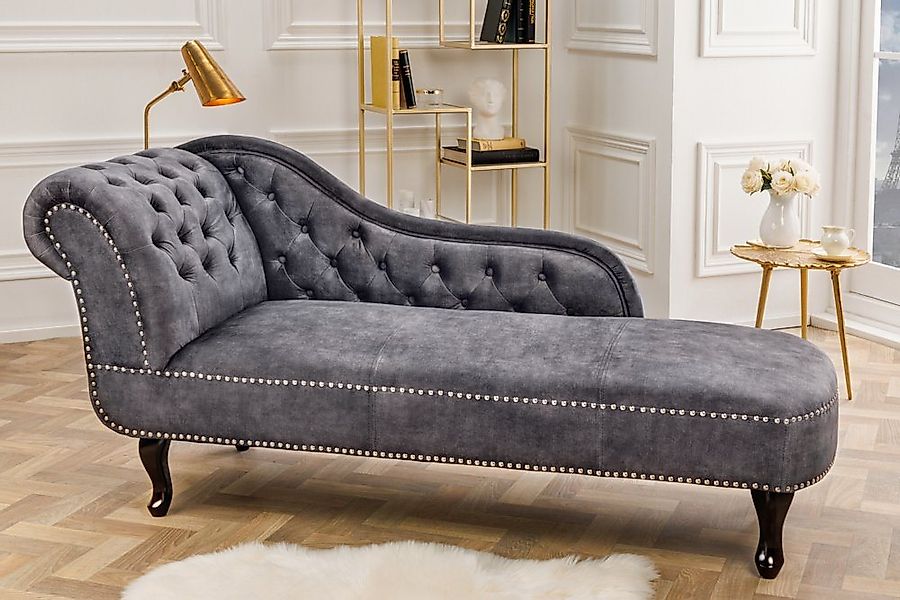 riess-ambiente Recamiere CHESTERFIELD 170cm grau / dunkelbraun, Einzelartik günstig online kaufen