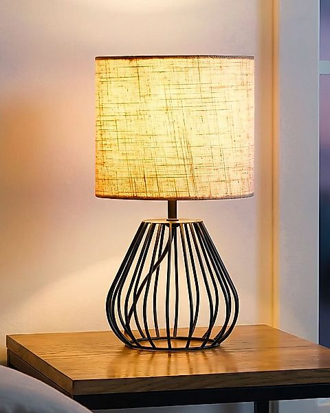 EDISHINE Nachttischlampe Dekolampe H29 cm mit Metallfuß, LED wechselbar, 27 günstig online kaufen