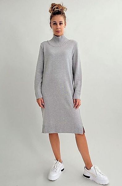 Zuckerwatte Strickkleid mit Stehbundkragen aus Merinwolle mit Cashmere günstig online kaufen