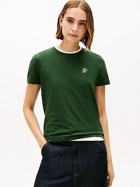 Tommy Hilfiger Kurzarmshirt TH SCRIPT REG C-NK SS TEE Stretch, Baumwollmisc günstig online kaufen
