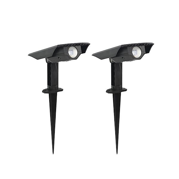 LUXULA LED Solar Gartenstrahler Spot 2er Set 2x 100lm 4000K Neutralweiß Erd günstig online kaufen