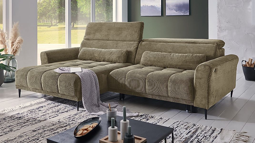Massivart® Ecksofa LOGAN Cord grau, beige, günstig online kaufen