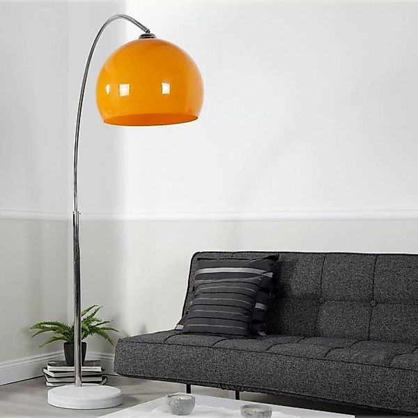 Bogenlampe LUXX Orange mit Marmorfu? Wei? 175-205cm H?he günstig online kaufen