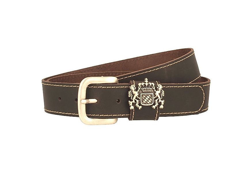 Breiter Ledergürtel Trachten mit kleinem Bayernwappen günstig online kaufen