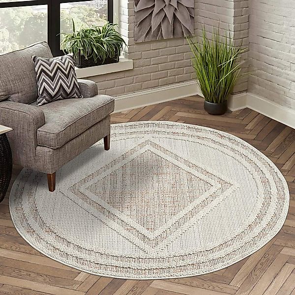 Carpet City Teppich "LINDO 8853" rund 11 mm Höhe Kurzflor, Hochtief-Muster/ günstig online kaufen