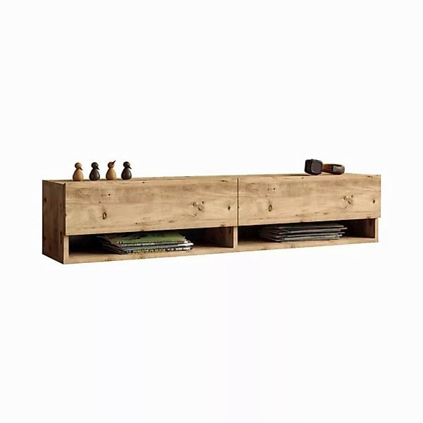 en.casa TV-Schrank »Laitila« TV Hängeboard 140x31,5x29,5cm Eiche rustikal günstig online kaufen