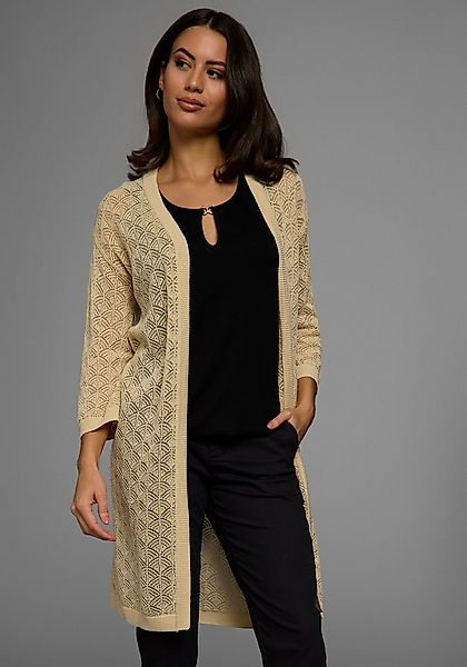 Laura Scott Longstrickjacke mit sommerlichem Ajourmuster und 3/4 Ärmeln günstig online kaufen