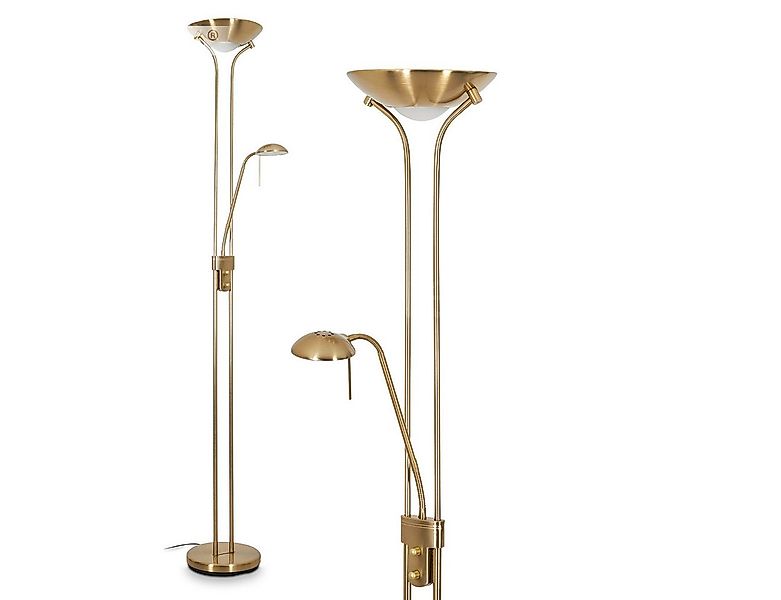 hofstein Deckenfluter »Roppa« dimmbare Stehleuchte aus Metall in Altmessing günstig online kaufen