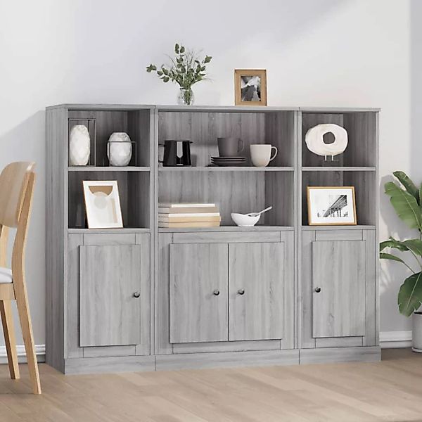 Vidaxl Highboards 3 Stk. Grau Sonoma Holzwerkstoff günstig online kaufen