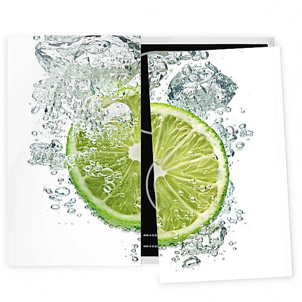 2-teilige Herdabdeckplatte Glas Kulinarisch Lime Bubbles günstig online kaufen