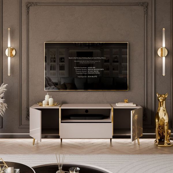 ALLHOUSE24 TV-Schrank DIAMANT Kaschmir Hochglanz GOLD günstig online kaufen