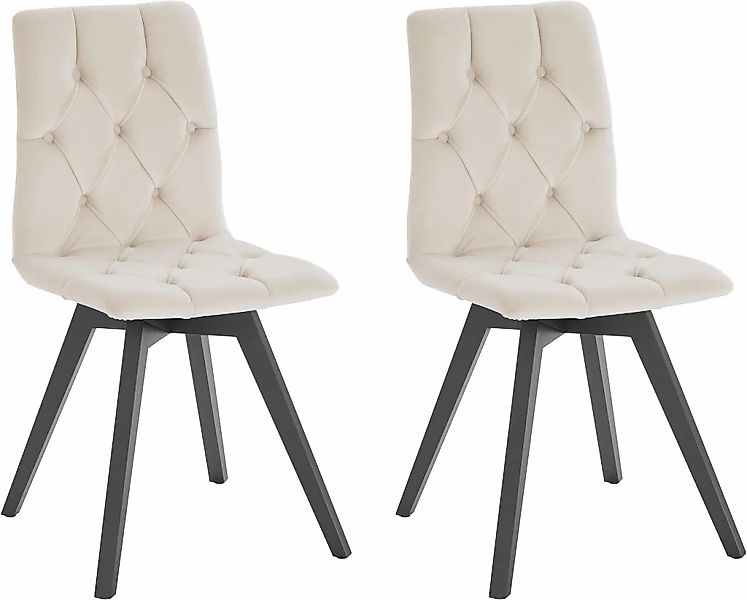 andas 4-Fußstuhl "Melania" (Set) 2 Stk. Samtoptik mit Knopfsteppung (2er-Se günstig online kaufen
