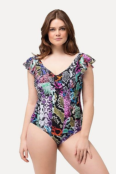 Ulla Popken Badeanzug Badeanzug Mustermix Softcups Flügelärmel günstig online kaufen