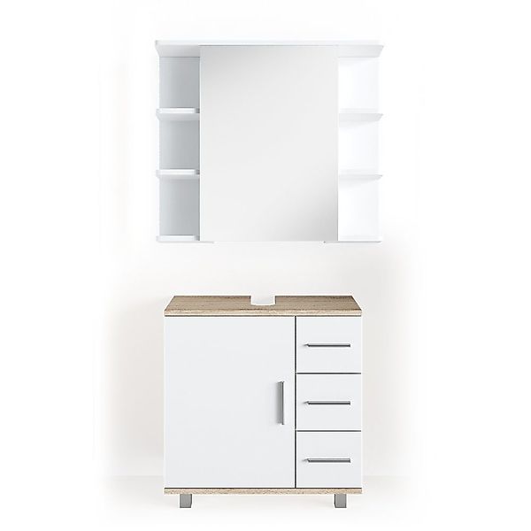 Vicco Badmöbel-Set Ilias, Weiß/Sonoma, 2 Teile, günstig online kaufen