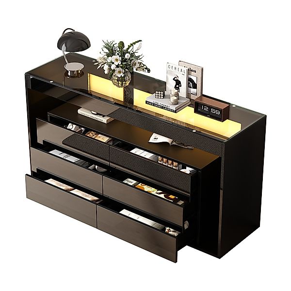 Merax Sideboard Hochglanz Kommode mit LED günstig online kaufen