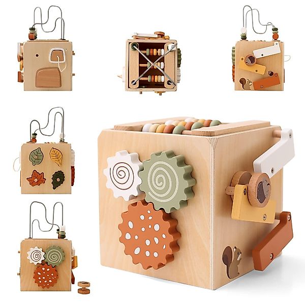 CLTYQ Motorikwürfel Montessori Motorikwürfel holzspielzeug, Interaktiver günstig online kaufen