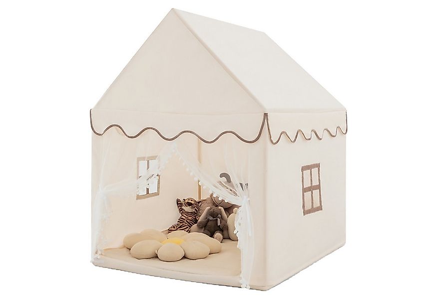 KOMFOTTEU Spielzelt Kinderzelt mit gepolsterter Decke & Fenstern & Holzrahm günstig online kaufen