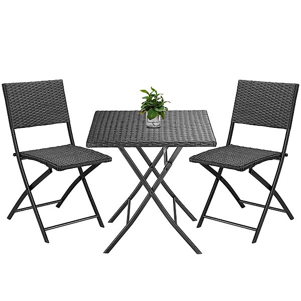 Casaria Balkonset Rom, Polyrattan 3 tlg. günstig online kaufen