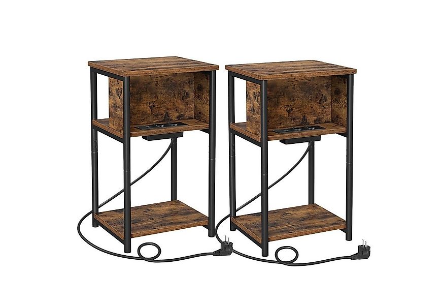 VASAGLE Beistelltisch (2-St), mit Steckdose, 2 AC-Anschlüsse, 2 USB-Anschlü günstig online kaufen